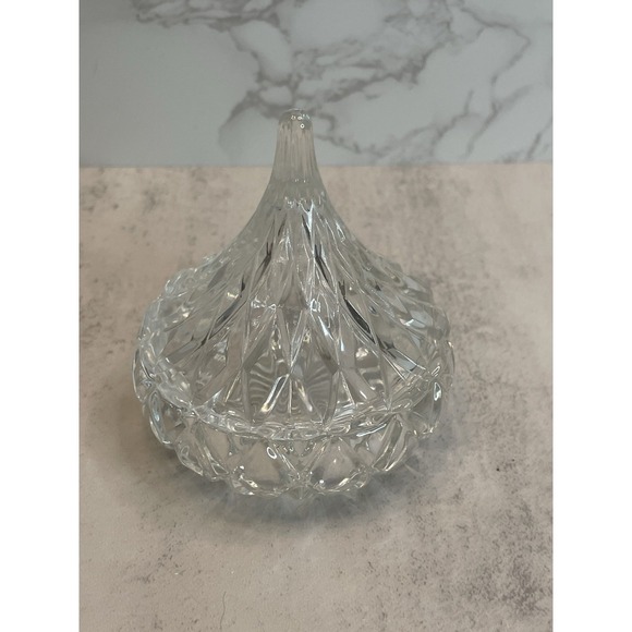 Vtg Crystal Hershey Kiss Trinket Box 1996 3" - Picture 2 of 11